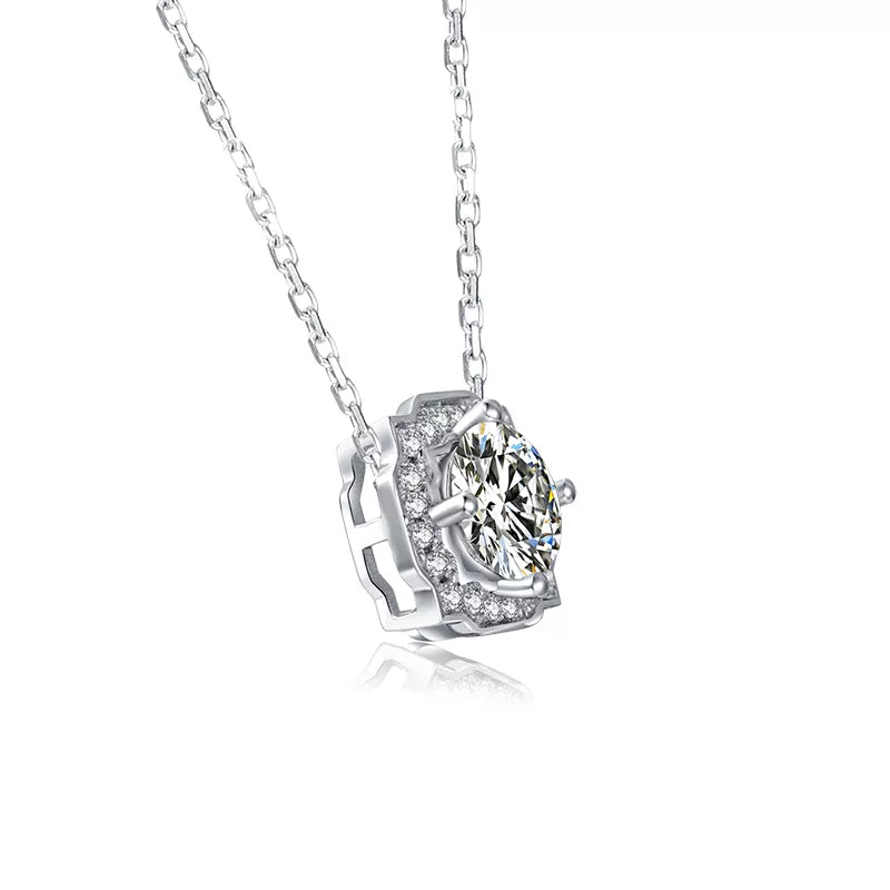 THE RICH CO - 1CT MOISSANITE STERLING SILVER PENDANT NECKLACE