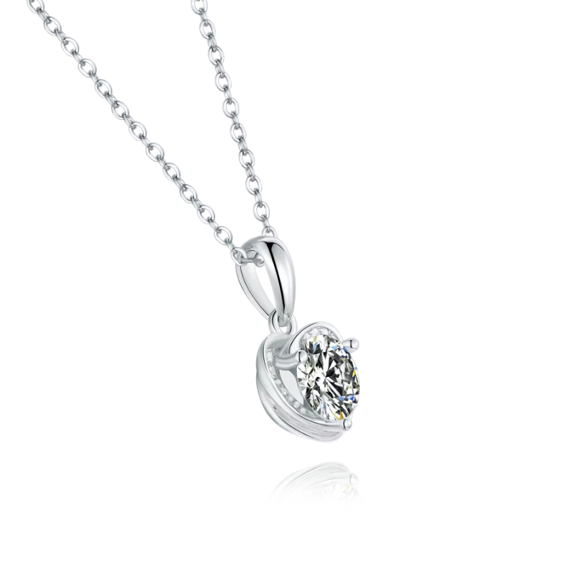 THE RICH CO - 1CT MOISSANITE STERLING SILVER PENDANT NECKLACE