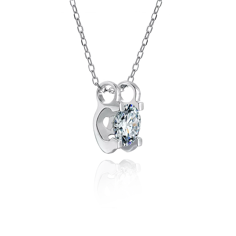 THE RICH CO - 1CT MOISSANITE STERLING SILVER PENDANT NECKLACE