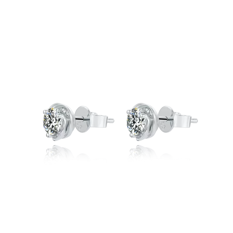 THE RICH CO - 0.5CT HEART MOISSANITE STERLING SILVER STUD EARRINGS