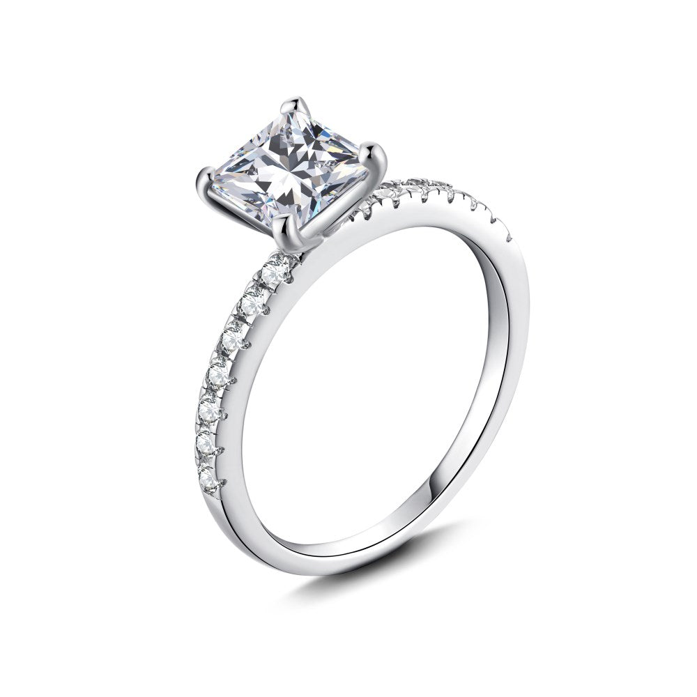 THE RICH CO - STERLING SILVER CUBIC ZIRCONIA 1.25 CT PRINCESS CUT RING